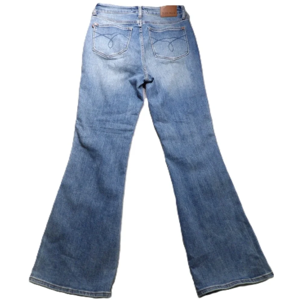 Judy Blue Bootcut Jeans Women 7/28 Short Blue Denim Stretch Tummy Control Flared